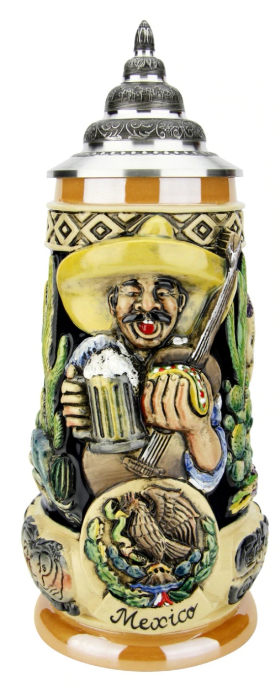 Mexiko Krug 1/2 Liter mit Zinndeckel