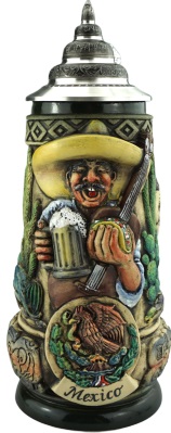 Mexiko Krug 1/2 Liter Rustika mit Zinndeckel