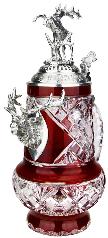 Lord of Crystal, red, stag head, stag pewter lid