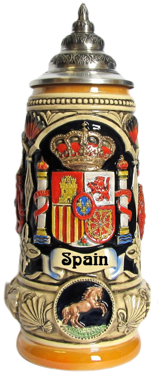 Spanien Krug, bemalt mit Zinndeckel