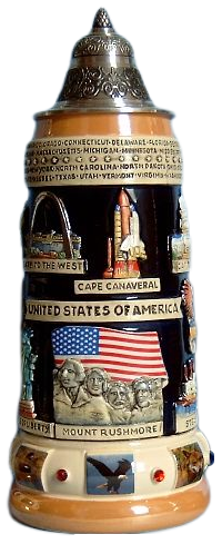 USA Panorama Krug mit Zinndeckel