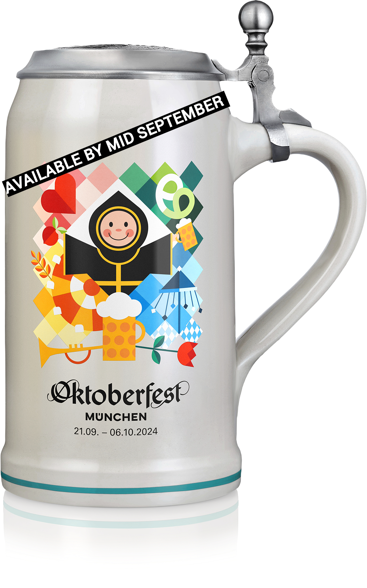 Offizieller Oktoberfest München Bierkrug 2024 mit Zinndeckel